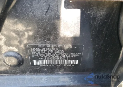 2011 Subaru Impreza 2.5I Premium from USA, damaged, VIN JF1GH6B60BH830936